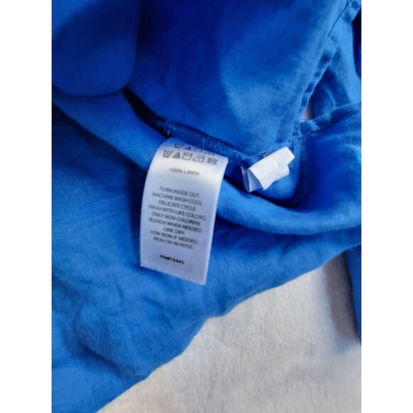 Cynthia Rowley Blue Button-Up Shirt Linen Womens Large Relaxed Fit Lightweight - Picture 4 of 8